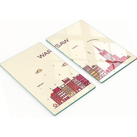 Küchenschneidebretter aus Glas mit Grafik, Warschau, Polen, 2 x 30 x 52 cm (1/5)