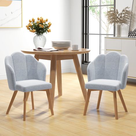 Set de 2 Sillas de Comedor Tapizada en Lino Sintético con Asiento y Respaldo Acolchados Carga 120 kg 58x60x82 cm Gris (1/5)
