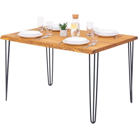LAMO Manufaktur Table è manger, cuisine ou table de bureau 120x80x76 cm (long. x larg. x haut.), Bois massif, Creative, Frène Rustique / Gris, LEB-01-A-003-7016Cr (1/5)