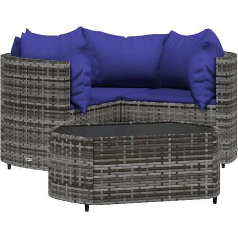 Mobili da giardino mobili da esterno Set di mobili da 4 pezzi con cuscini grigi in resina intrecciata 020016138