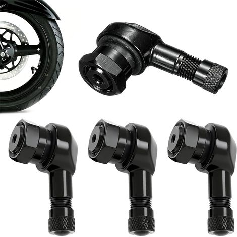 4 PCS Valve Coudée Moto 90 Degrés, Adaptateur pour Gonflage Rapide des Pneus, Entretien de Pression d'urgence, Alliage d'Aluminium Durable, pour Moto Vélo Camping-Car Camion (1/5)