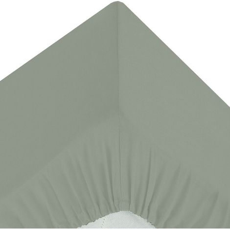 Drap Housse 2 Personnes "Percale" 160x200cm Vert Tilleul (1/2)