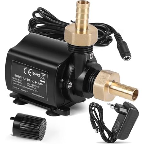 Pompe à eau submersible 12 V 800 l/h 4,5 m avec variateur de vitesse et adaptateur réseau (1/5)