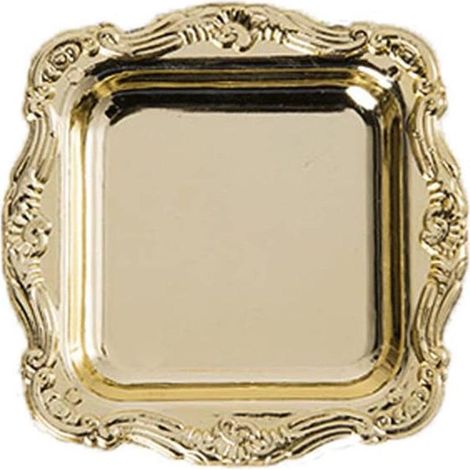 Assiettes carrées en plastique, lot de 12, petites assiettes de service réutilisables pour dîner de fête, couleur or (1/5)