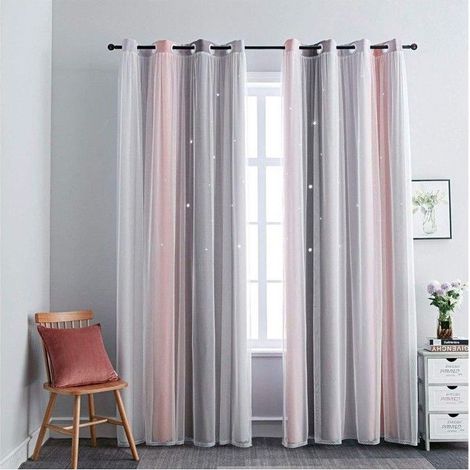 Mädchenzimmer-Vorhänge – Grau-Rosa – Rechteckig – Verdunkelnd – 135 x 240 cm (1/5)