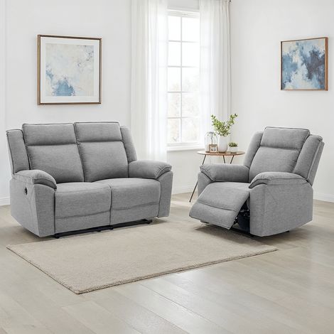 Skye 2+1 Linen Electric Recliner Sofa Set (Grey) (1/5)