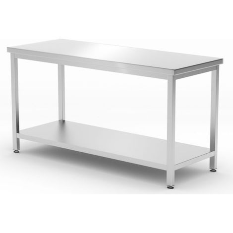 Table centrale avec étagère - vissée, profondeur 600 mm - Ref 811542 - 60x160xH85 cm - Hendi