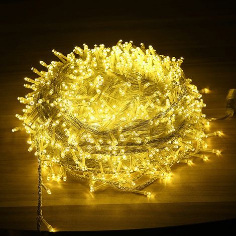 Guirlande lumineuse 50 m avec 500 LED, lumière blanc chaud, alimentation 220 V, 8 modes d’éclairage, pour intérieur, extérieur, jardin et décoration de Noël (1/5)
