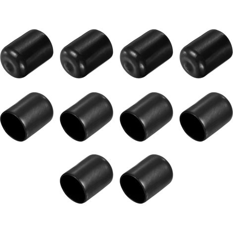 10Pcs Embouts en Caoutchouc 3/4"(19mm) ID Capuchon de Boulon de Tube Rond en Vinyle Protecteurs de Filetage Noir (1/5)