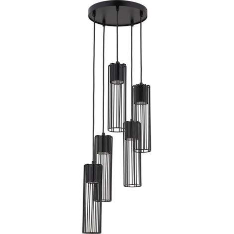 Suspension industrielle noire ronde 5xGU10 Fobia Sigma (1/4)