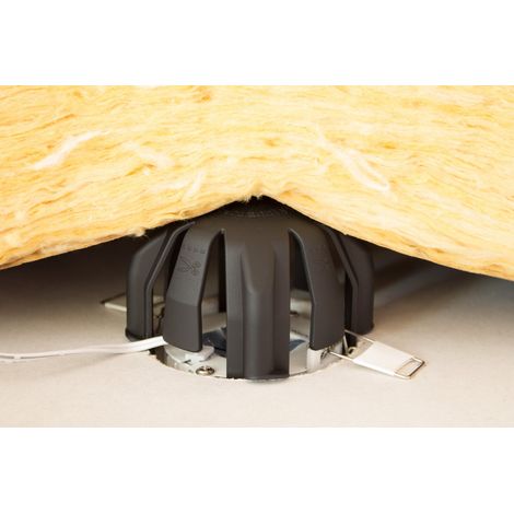 Lot de 3 cloches de protection pour spot encastré noir – Hauteur 63mm – Pour isolation thermique – Polyamide pour sécurité incendie – Suki