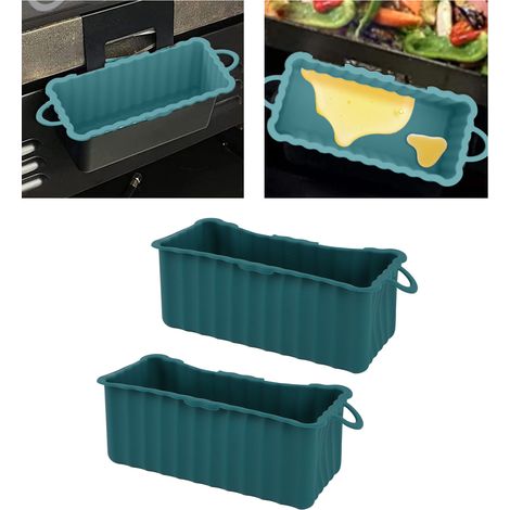 Bac de récupération des graisses en silicone pour barbecue Blackstone, bac de récupération des graisses pour four Blackstone, plateau à graisse carré, vert foncé (1/5)