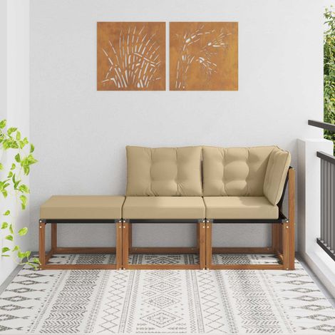 vidaXL  Outdoor Sectional Sofa Units  3 Piece Natural and Beige