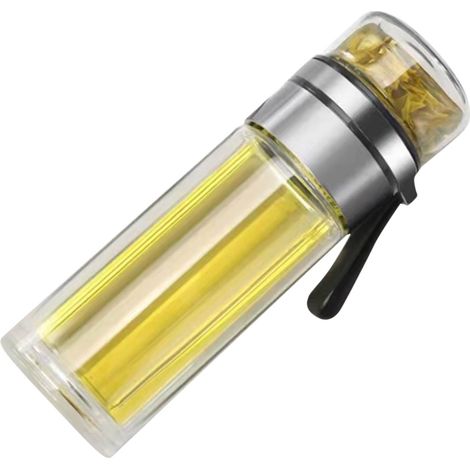 Tragbare Teeflasche aus Klarglas mit Edelstahl-Teesieb (1/5)