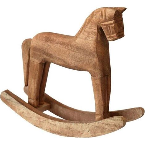 Cheval à bascule vintage en bois sculpté, avec animaux décorés, pour enfants, décoration chambre et salle de jeu (1/4)