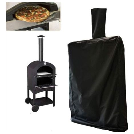 Housse de four à pizza extérieure, housse de protection pour fours de jardin avec cordon, étanche, anti-poussière, noir Oxford 55×65×175Cm