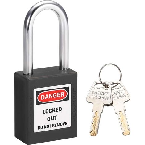 Lockout Tagout Sperren 1-1/2 Zoll Shackle Schloss Verschiedene Kunststoff Vorhängeschloss Schwarz (1/4)