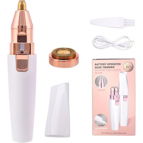 Sourcils Épilateur Électrique 2-en-1 Rechargeable USB, Rasoir Femme Duvet Visage, Lumière LED, Outil Maquillage Épilatoire (1/5)