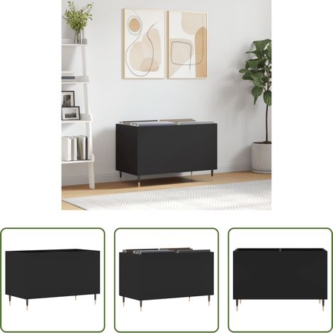 Armoire vinyles - Armoire à disques noir 74,5x38x48 cm bois d'ingénierie (1/5)