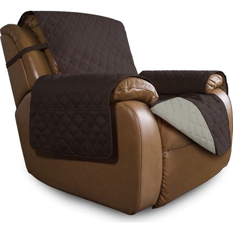 Housse de canapé réversible surdimensionnée et inclinable pour Salon, résistante à l'eau avec Sangles élastiques pour Animaux de Compagnie (Grand Fauteuil inclinable de 68,6 à 73,7 cm, (1/5)