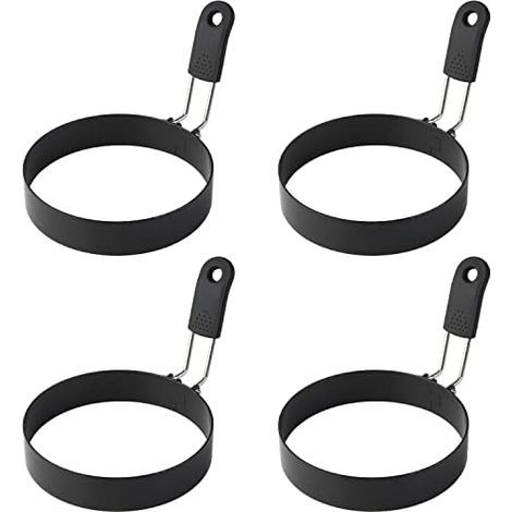 Eierringen 3,5 inch roestvrij staal anti-aanbak eierringen voor omelet set van 4 ronde omeletvorm eivorm eiervorm voor koekenpan (1/5)