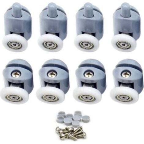 Aiperq Roulette Porte Coulissante,Roulette Porte Coulissante Douche 23mm Galets de Porte de Douche Roulettes Cabine de Douche pour Salle de Bain 8 Pcs (4 en Haut et 4 en Bas)