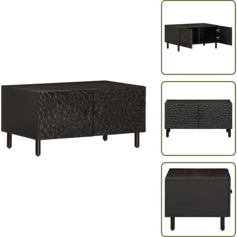 Table basse noir 80x50x40 cm bois massif de manguier - Table Basse - Table D'appoint - Mobilier Salon - Table Design - Bois Massif (1/5)