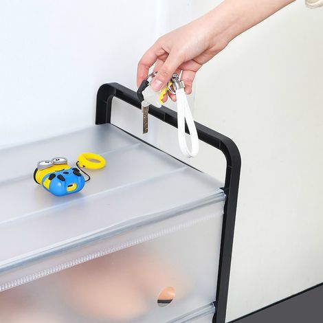 Scarpiera impilabile a 5 ripiani in acciaio, 62 cm, nera, soluzione compatta per riporre oggetti in casa e in dormitorio, antipolvere. (1/5)