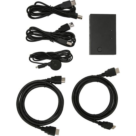 Commutateur KVM 2 ports Plug and Play, hub USB, interface multimédia HD 4K 30 Hz pour PC, imprimante, souris et clavier. (1/5)