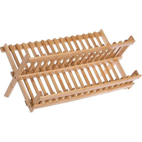 amazon Basics Gouttoir Vaisselle En Bambou Avec Porte-ustensiles - Barres Plates, Pliable, 2 Niveaux (1/5)