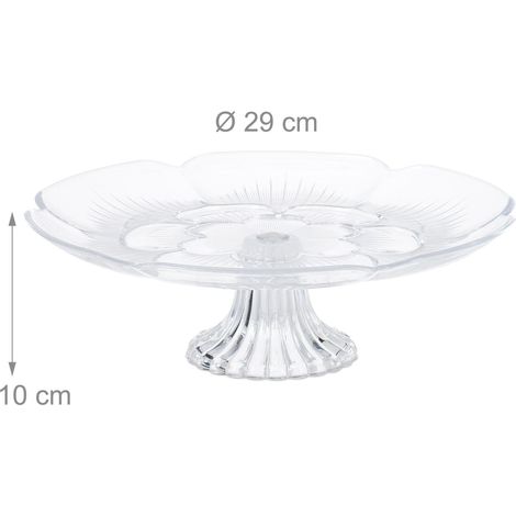Alzata per torte elegante floreale versatile 30 x 30 x 10 cm in plastica trasparente 130014562