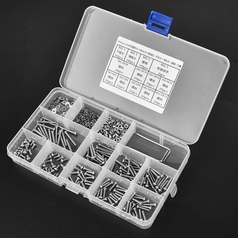 662-teiliges Set aus SUS304 M2,5 Innensechskantschrauben mit Linsenkopf, Muttern, Unterlegscheiben, Federn, Dichtungen und Schraubenschlüsseln (1/5)