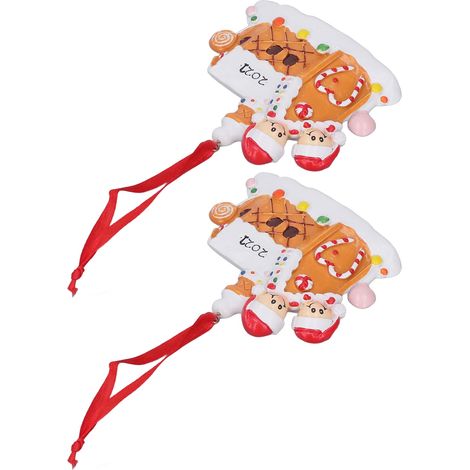 Set aus 2 handbemalten, skulpturalen Weihnachtsbaum-Anhängern aus Kunstharz, Hängedekorationen für Zuhause, 22 cm B249 (1/5)