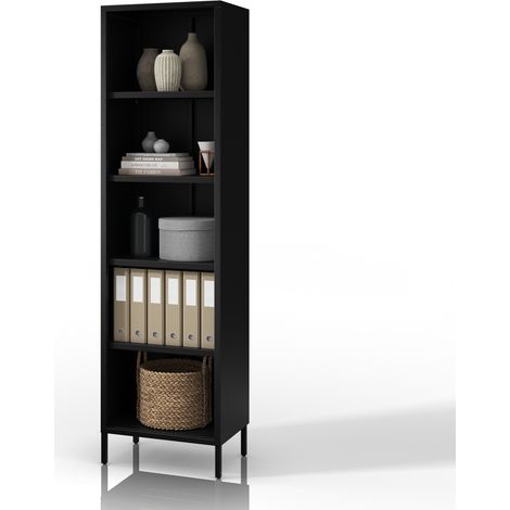 Étagère noire en métal pour livres MARIO Modern 500 x 1800 x 350 mm