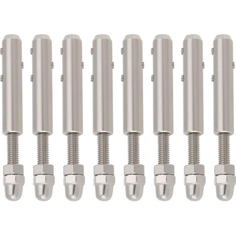 Lot de 8 Vis de Borne de Câble Métallique Tendeur de Câble Métallique de 4 Mm Borne de Câble avec Broche Filetée Convient pour Câble Métallique de 4 Mm à 5 Mm Acier Inoxydable 304 (1/5)