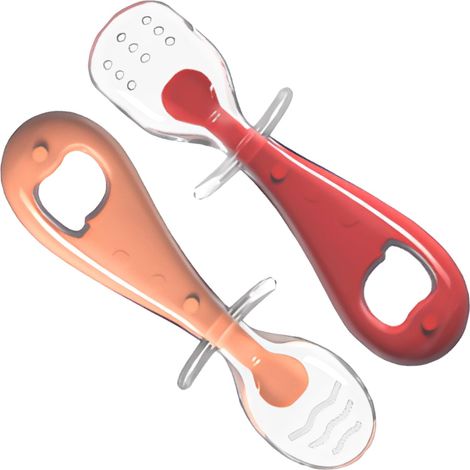 Babylöffel – 2er-Set sensorische Lernlöffel, ergonomisch, BPA-freies Silikon Weiche Lernlöffel (1/5)