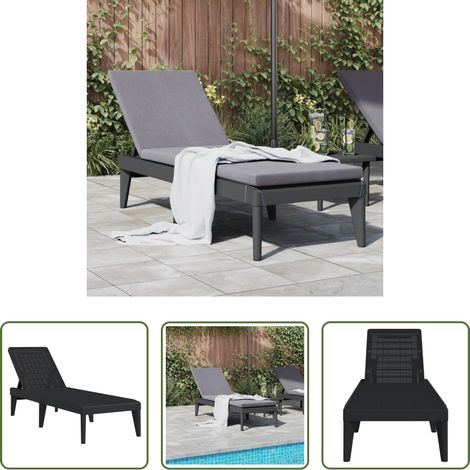 Chaise longue jardin - Chaise longue anthracite 186x60x29 cm PP (1/5)