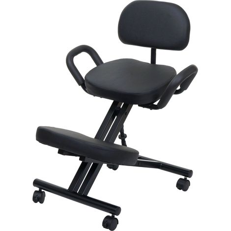 Tabouret à genoux avec dossier HWC-Q22, tabouret d'assise/é genoux, accoudoirs réglables en hauteur, (1/5)