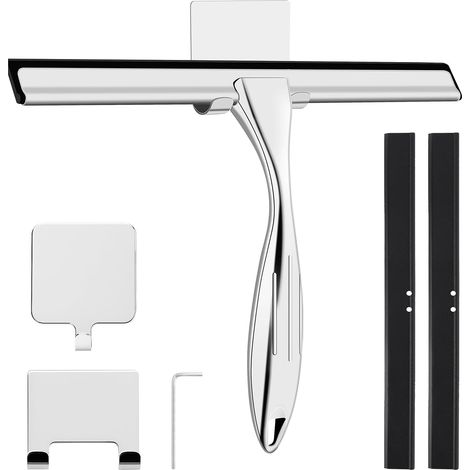 Thboxes 10-Zoll-Duschabzieher aus Edelstahl für Glasduschtüren mit Haken, Duschabzieher für Badezimmer, Fenster, Spiegel und Autoglas (1/5)