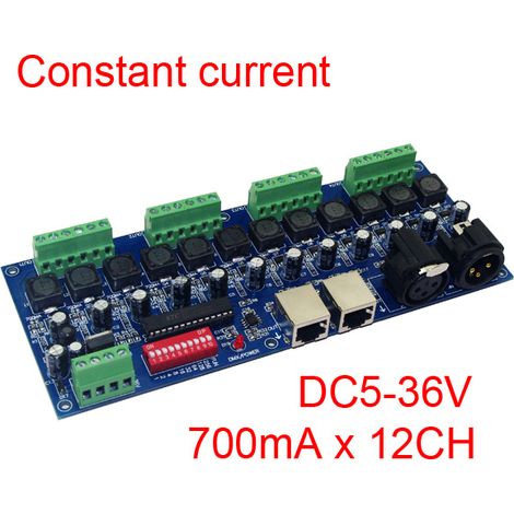12-channel constant current DMX512 decoder, 12-channel DMX constant current controller, 700mA high-power lamp controller