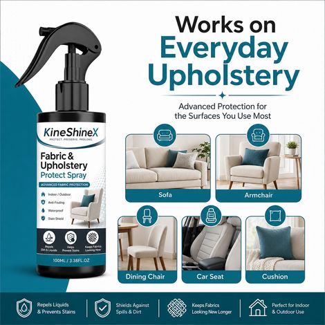 KineShineX Textil-Innenschutzspray für Polstermöbel: Wasserdicht, fleckenabweisend, schmutzabweisend und schmutzabweisend. (1/5)