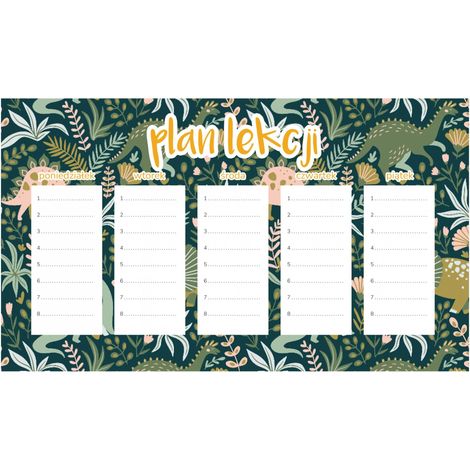 Magnetischer Unterrichtsplan für Kinder, grüne Dinosaurier, 30 x 17,5 cm