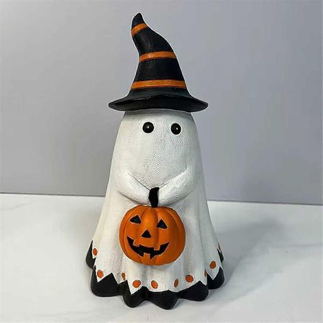 Niedliche Geisterfiguren aus Kunstharz, lustige Halloween-Dekorationen (Geisterkürbis). Siehe Foto. (1/5)