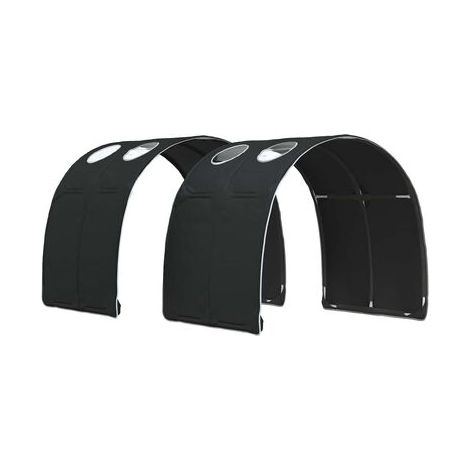 Cadre de lit tunnel avec étagères (ensemble de 3 pièces, blanc et noir), idéal chambre à coucher, style moderne, montage simple (1/5)