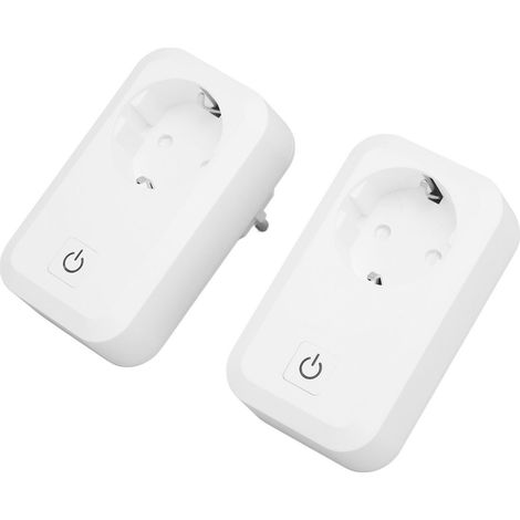 Lot de 2 prises intelligentes WiFi rechargeables, ignifugées, avec télécommande sans fil et commande vocale (prise UE 100-250 V).