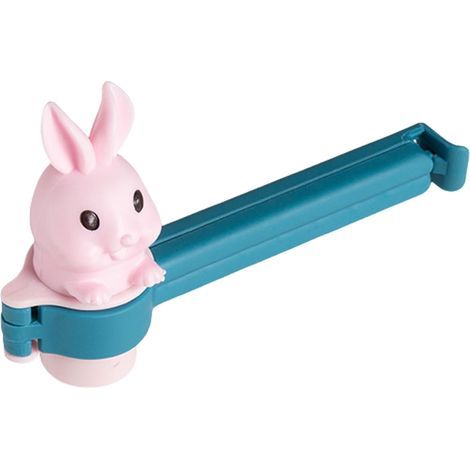 Lebensmittelechte Clips, Küchenbeutelclips, Hasenmotiv, integrierter Ausgießer, auslaufsicherer Verschluss, ideal zur Aufbewahrung von Snacks, farbenfrohes Set, aus hochwertigem Polypropylen, 12 Stück (1/5)