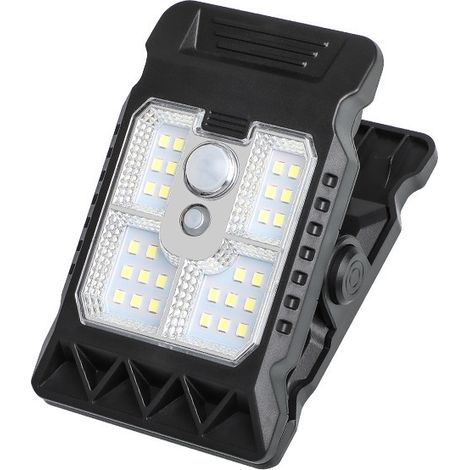Lampe solaire à pince avec détecteur de mouvement, éclairage extérieur LED, étanche, 3 modes d'éclairage, idéale pour les jardins, clôtures, terrasses et le camping, noire - YD-21A (1/5)