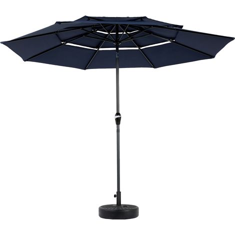 Sombrilla de exterior de 10FT, 3 niveles, inclinación automática, azul marino (1/5)