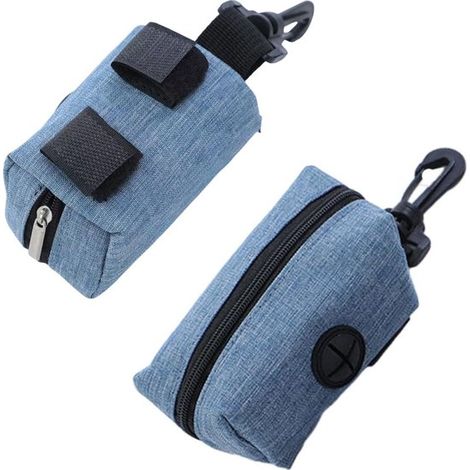 ONF3 - Porta sacchetti per escrementi di cane - Dispenser portatile per sacchetti per escrementi - 2 pezzi - Blu - Porta sacchetti per rifiuti - Per escrementi di animali domestici - 10 x 5 x 5 cm (1/5)