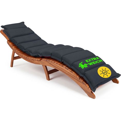 Coussin pour chaise longue rembourré 7 cm d'épaisseur oreiller inclus avec sangles Coussin pour bain de soleil  Anthracite